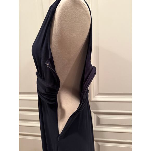 Tommy Hilfiger Navy Dress Plunging Neckline comfy long sleeveless Sz 10 A544 - Picture 3 of 7